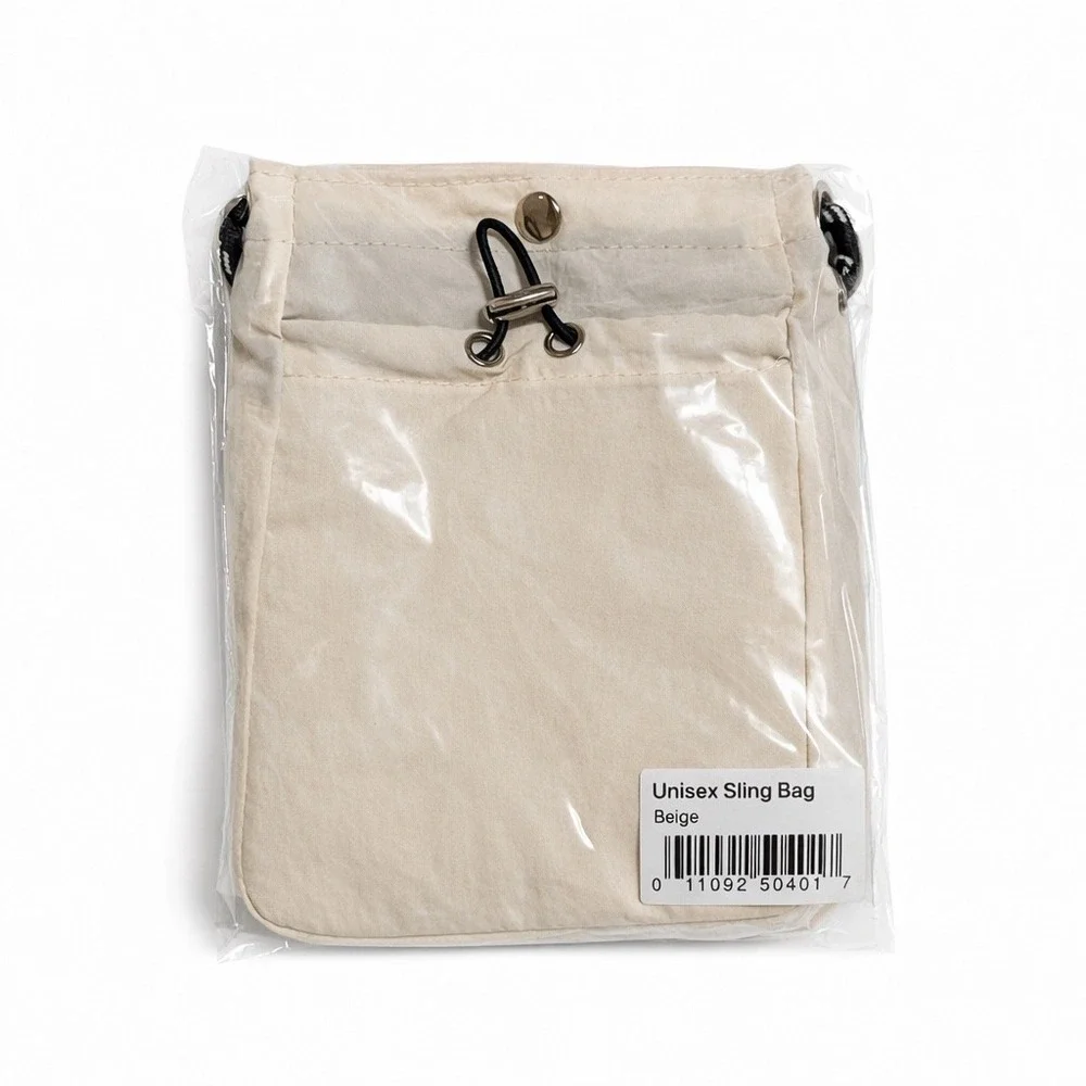 Beige‎ Nylon Utility Crossbody Bag Rope Strap Gorpcore Techwear Pouch